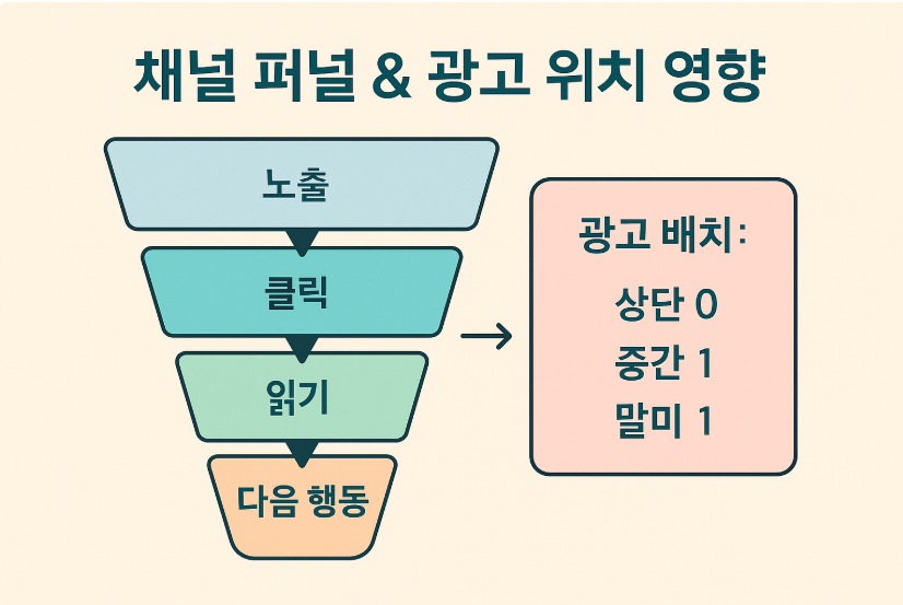 채널 퍼널 광고 위치 영향