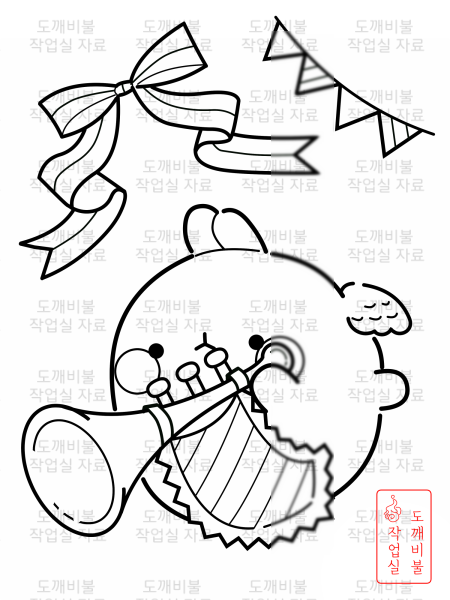 나팔 몰랑이 색칠공부도안-무료색칠공부도안