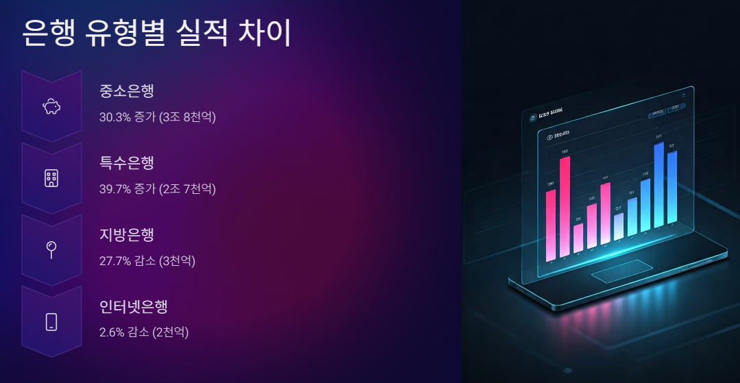 은행 유형별 실적 차이와 주요 원인