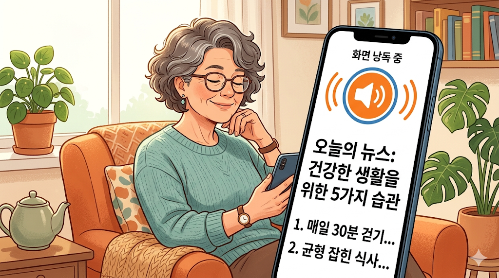 휴대폰에서 글자를 음성으로 읽어주는 기능을 켜서 더 편하게 보는 방법