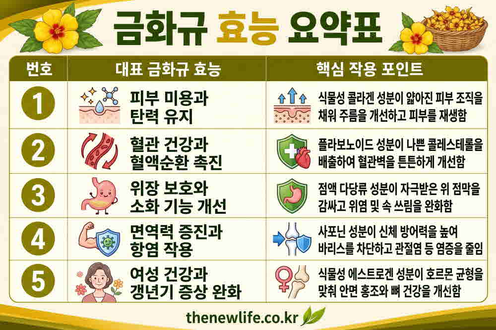 금화규 효능 요약표