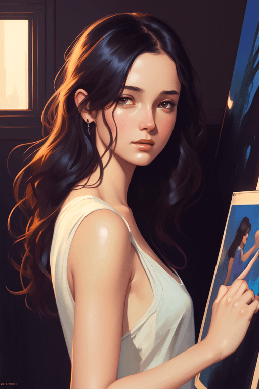 Playground AI로 생성한 그림(1) - 그림 그리는 여성