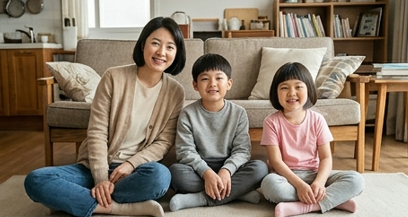 엄마와 아이들이 화목한 모습