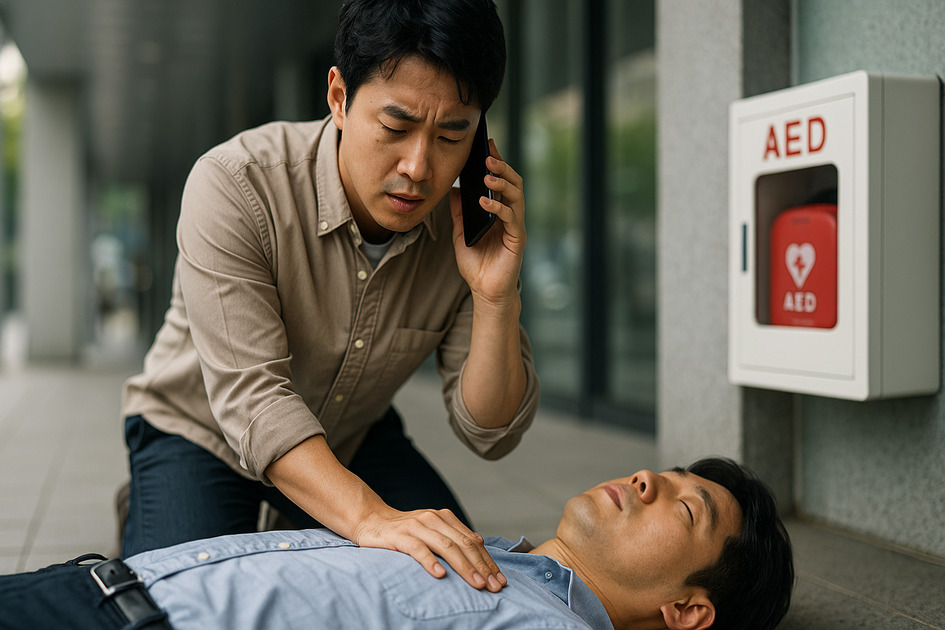 심정지 환자 발생해서 119 신고하는 이미지