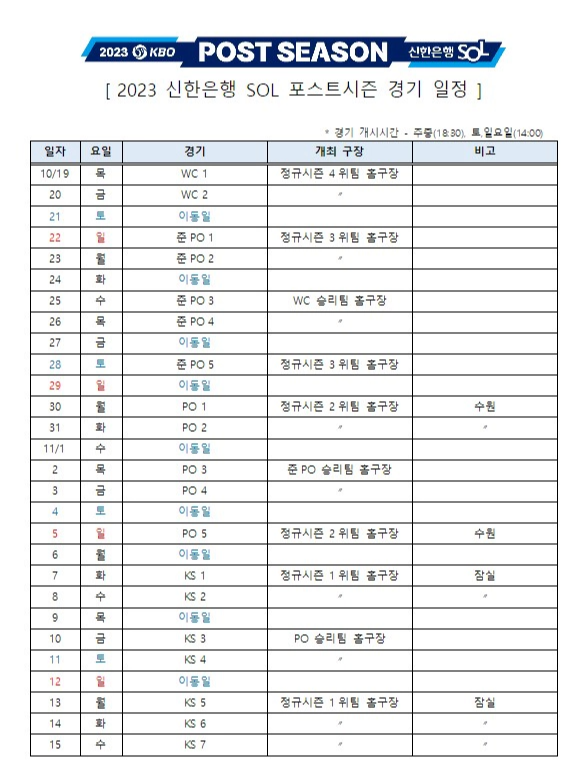2023 포스트시즌 일정 - 2023 포스트시즌 예매 정보