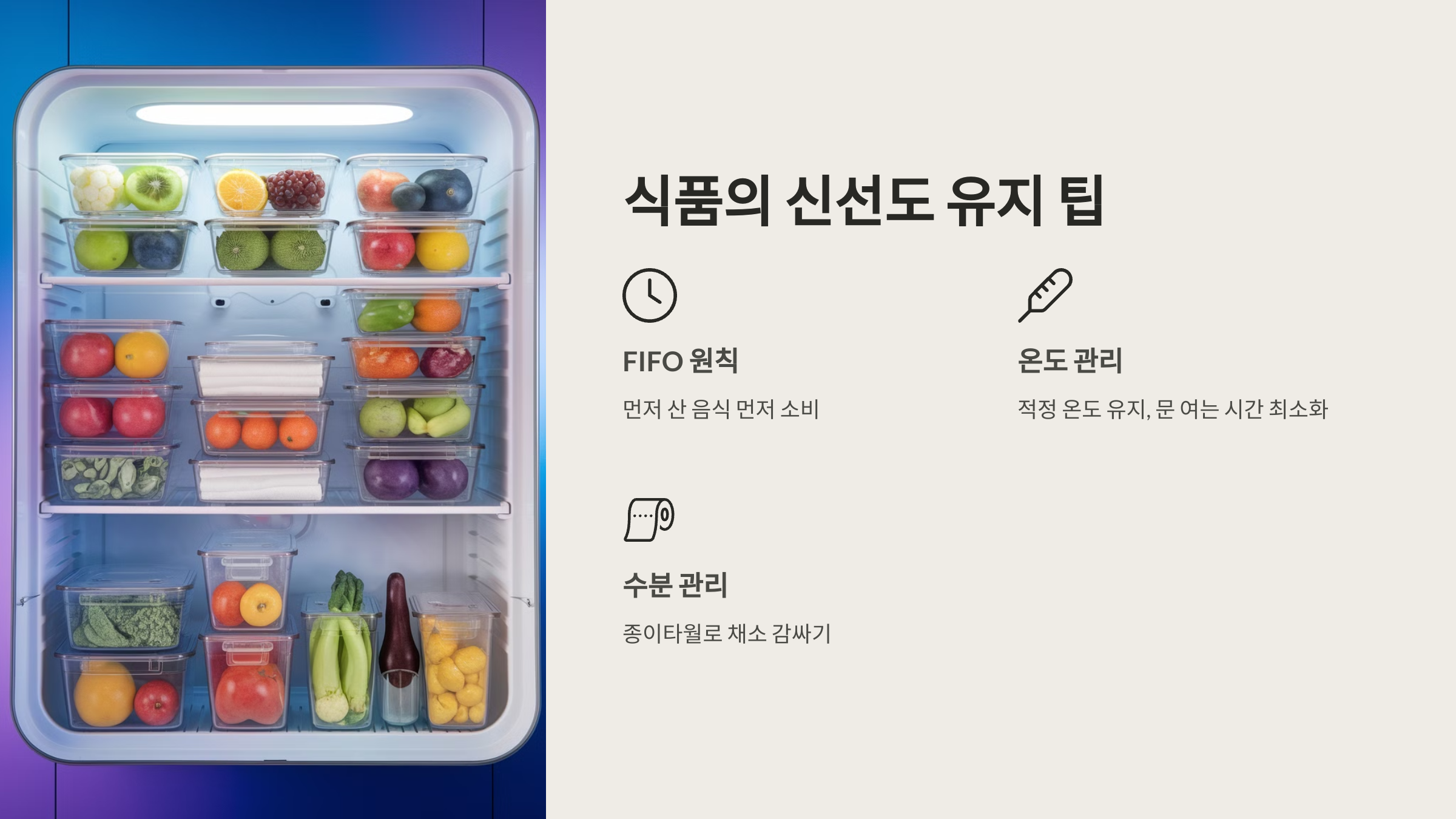 식품의 신선도 유지 팁