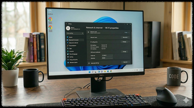 컴퓨터 네트워크 DNS 설정 변경 모습