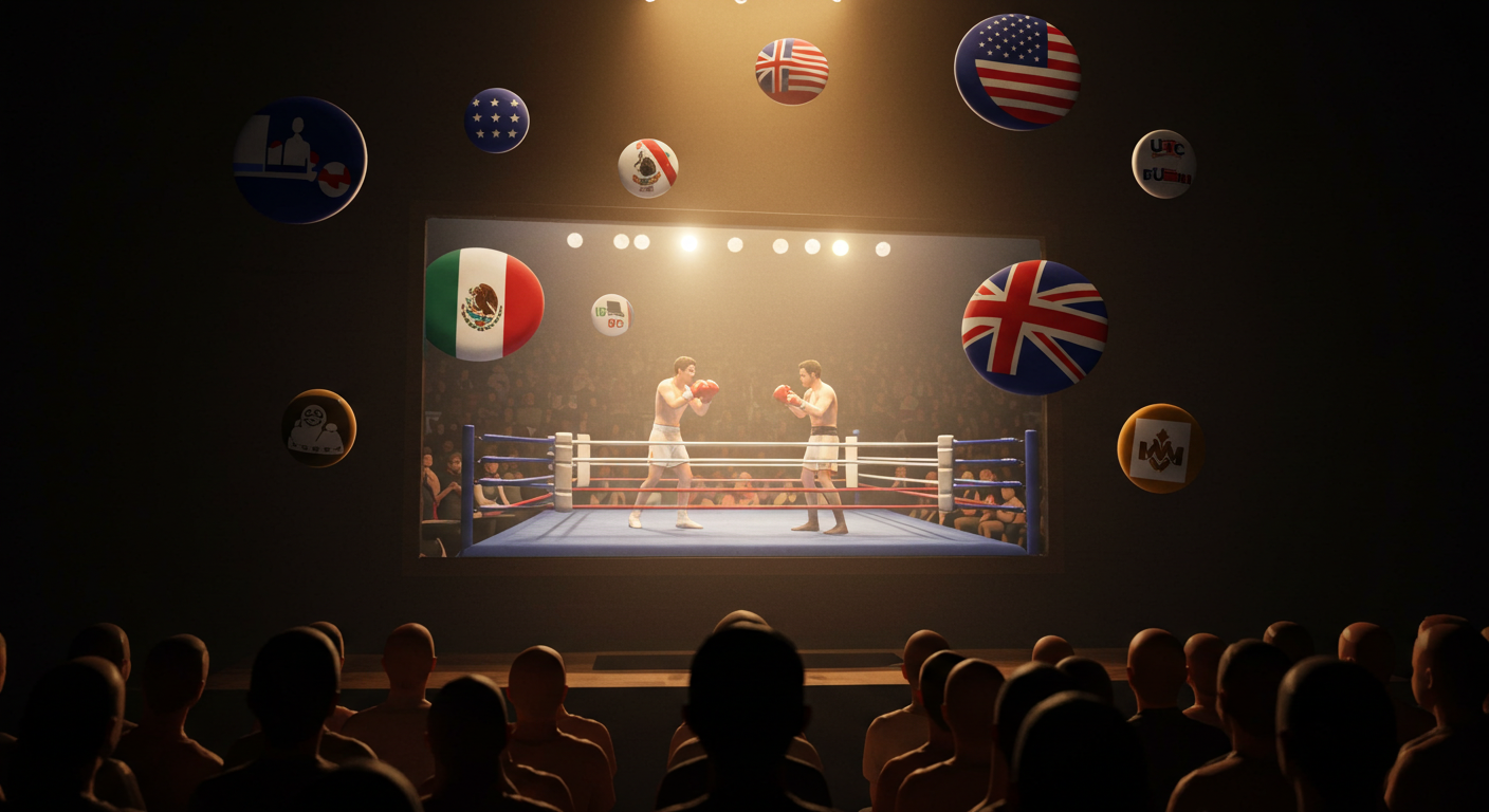 글로벌 팬들이 권투 경기를 시청하는 OTT 장면