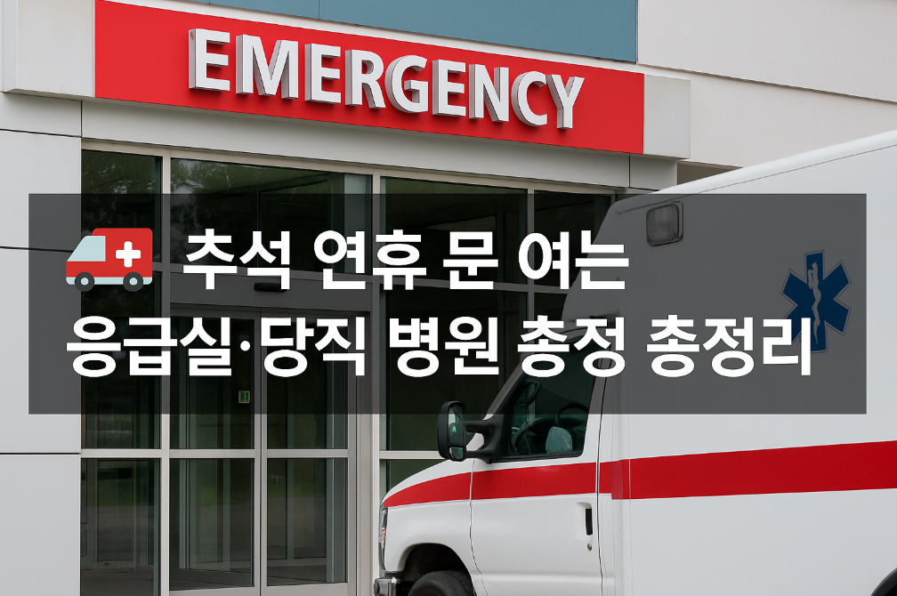 추석 연휴 문 여는 응급실·당직 병원 총정리