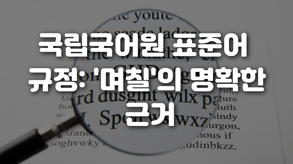 국립국어원 표준어 규정 며칠 의 명확한 근거