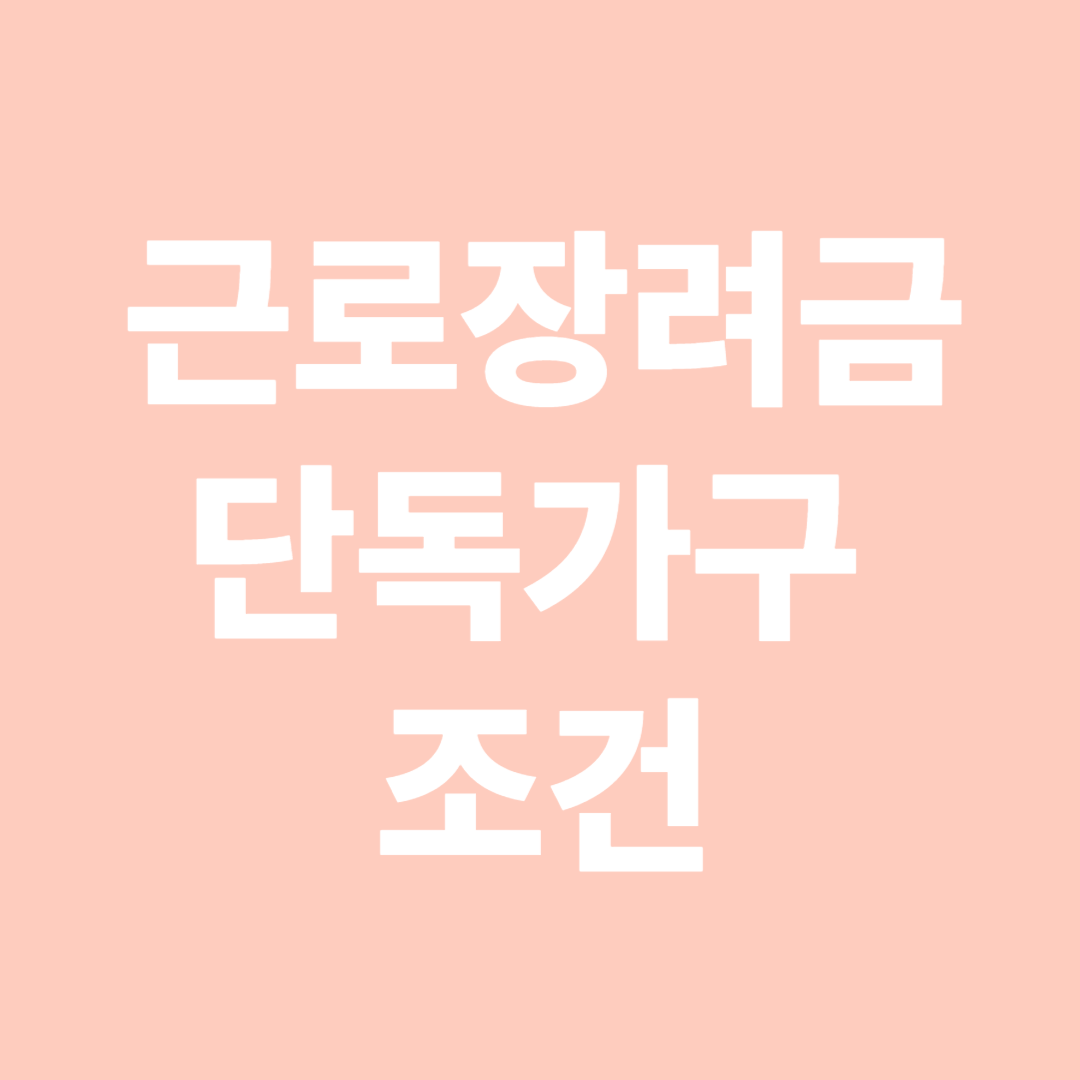 2025년 근로장려금 단독가구 조건