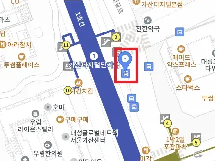 가산디지털단지역 인천공항 6004번 공항버스 타는 곳