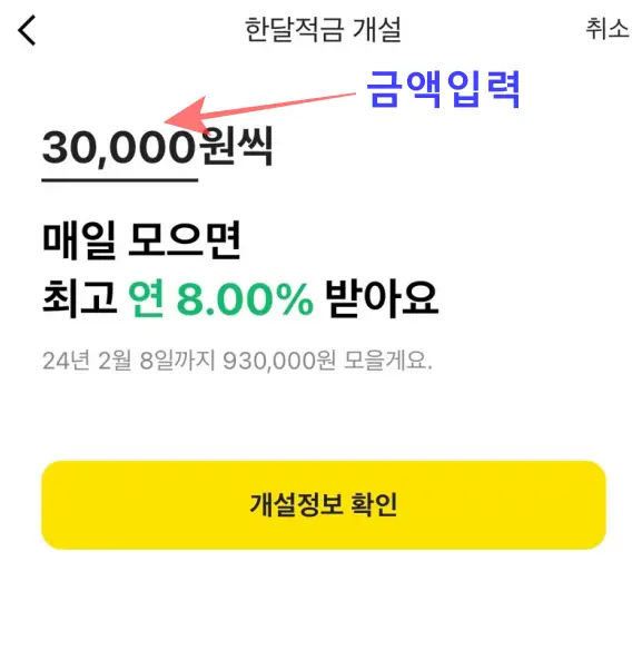 카카오뱅크 한달적금