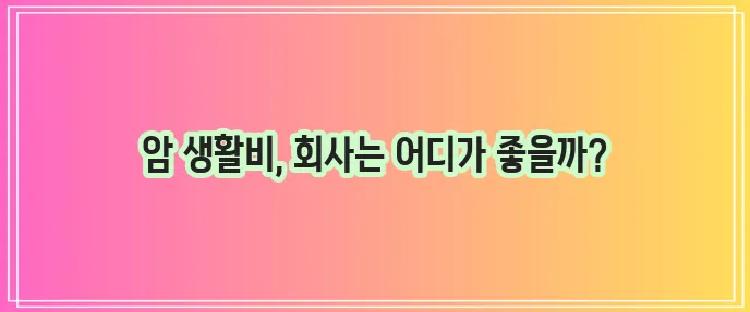 암보험의 생활비 지원 특약과 추천 생명보험사