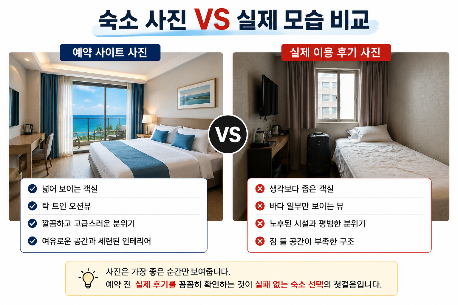 사진 VS 실제 객실 간단 비교형 이미지
