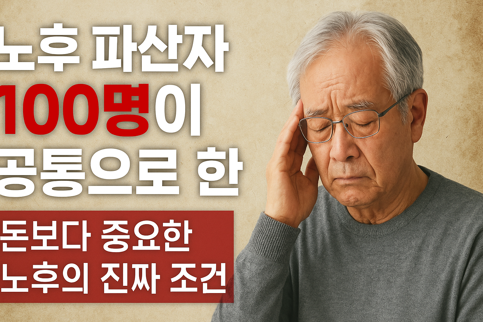 부동산, 주식 다 실패했다” - 노후 파산자 100명이 말한 단 한 가지 공통점
