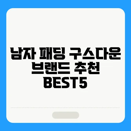 남자 패딩 구스다운 브랜드 추천 BEST5