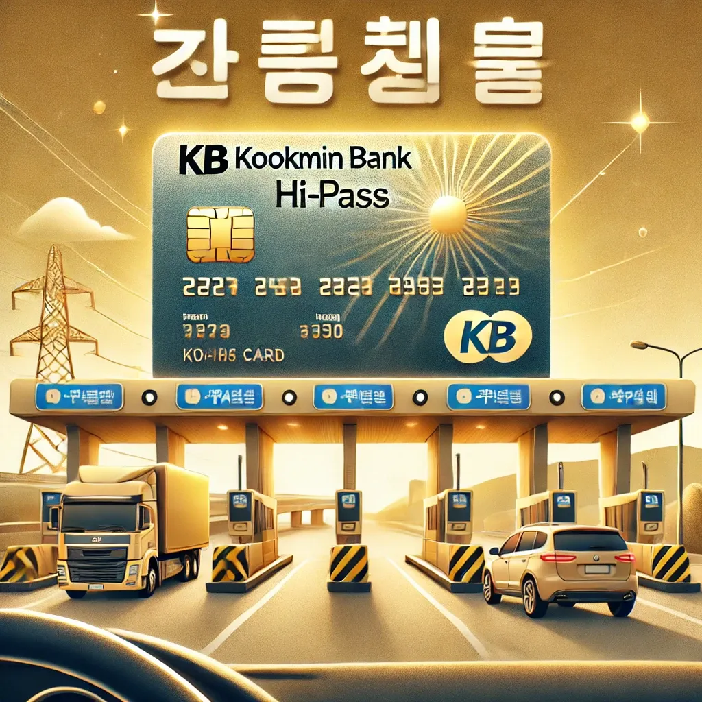 국민은행 하이패스 카드와 고속도로 톨게이트 배경 이미지
