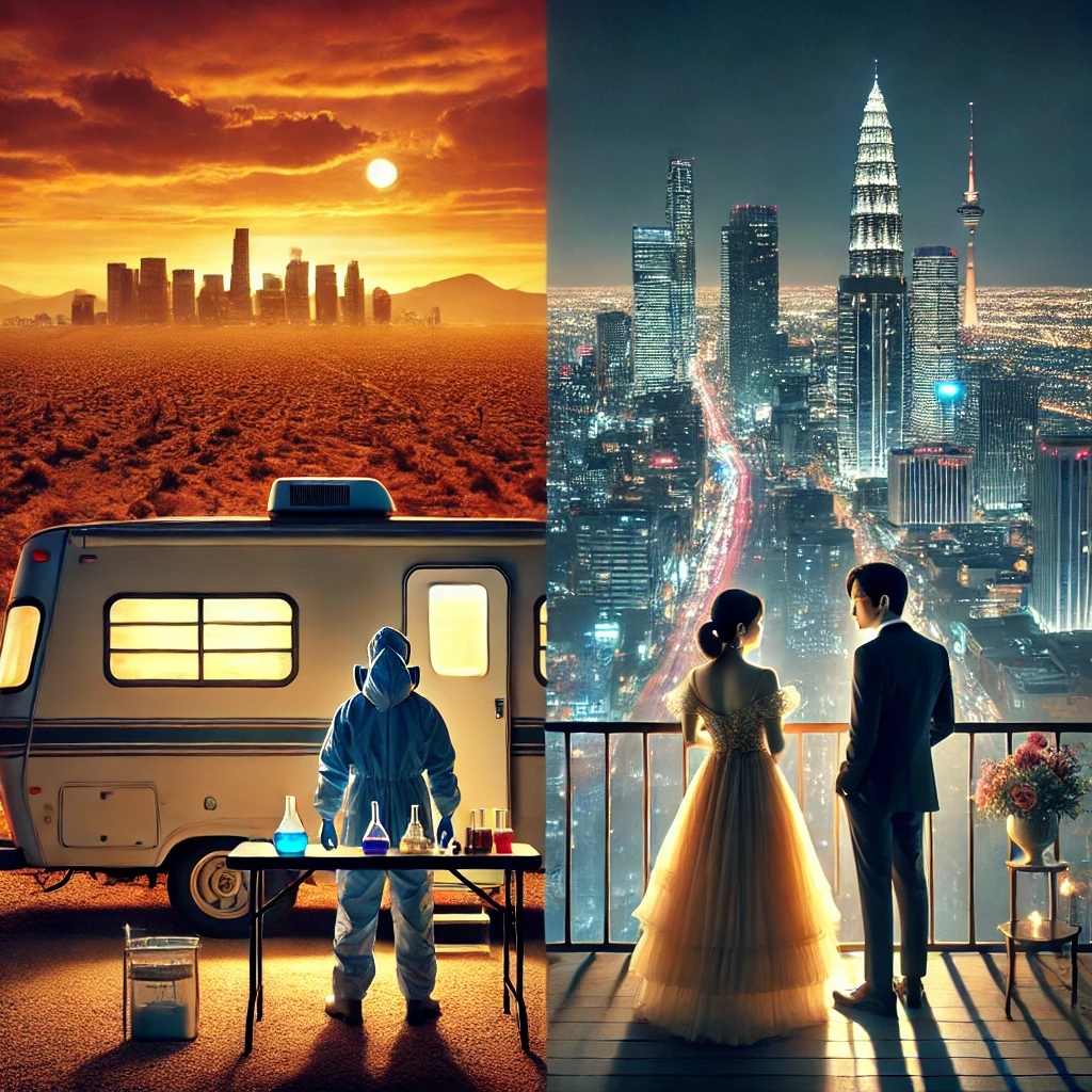 미국 드라마와 한국 드라마의 개념을 비교한 이미지