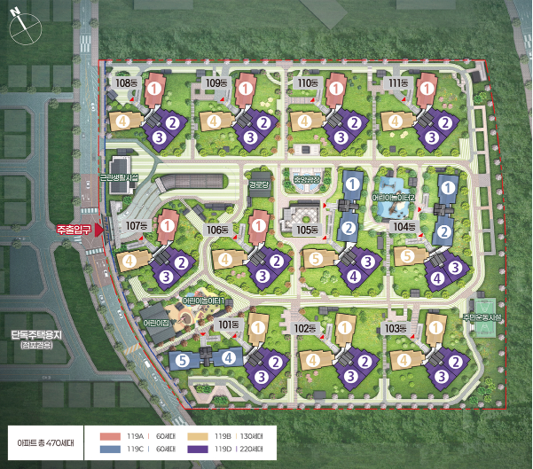 부산 에코델타시티 대방 엘리움 단지배치도