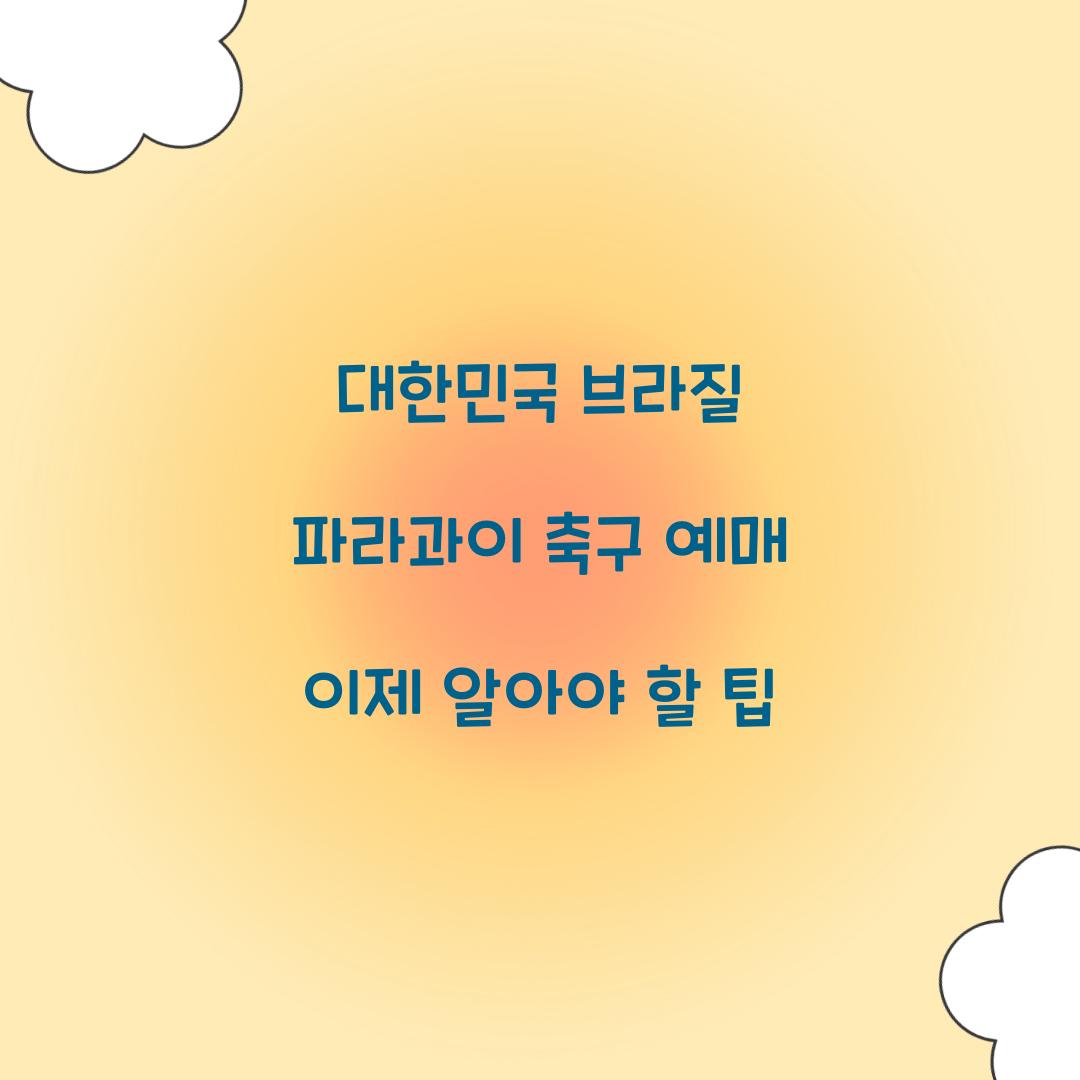 대한민국 브라질 파라과이 축구 예매