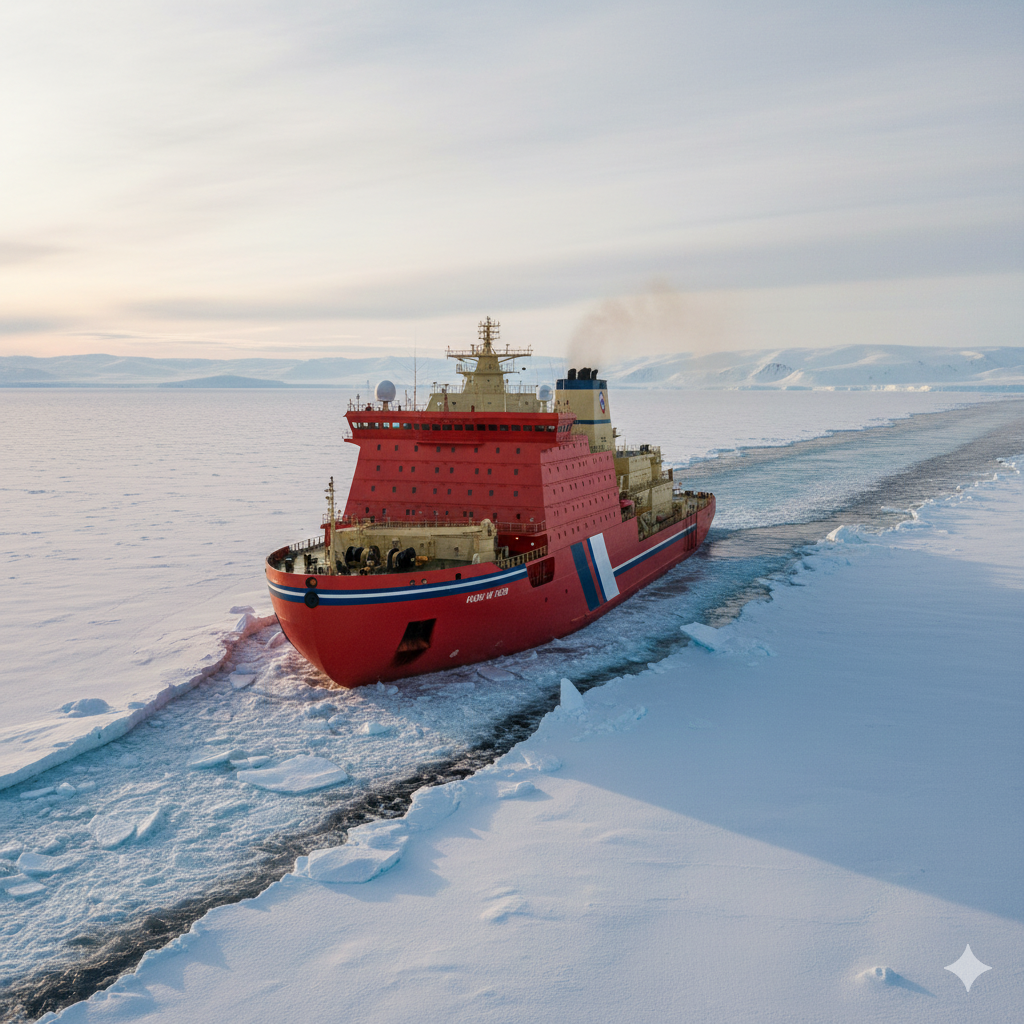 북극항로를 운항하는 쇄빙선 사진