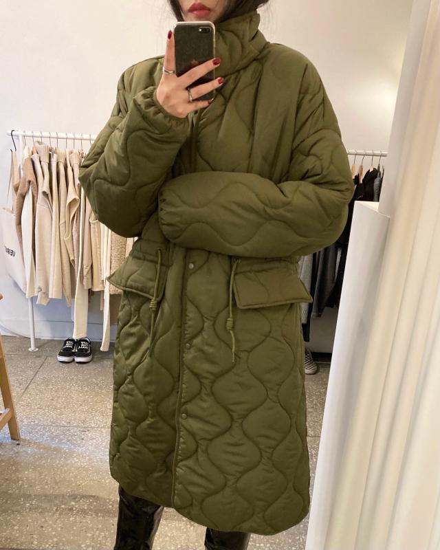 오버핏 깔깔이 퀼팅 롱패딩 점퍼