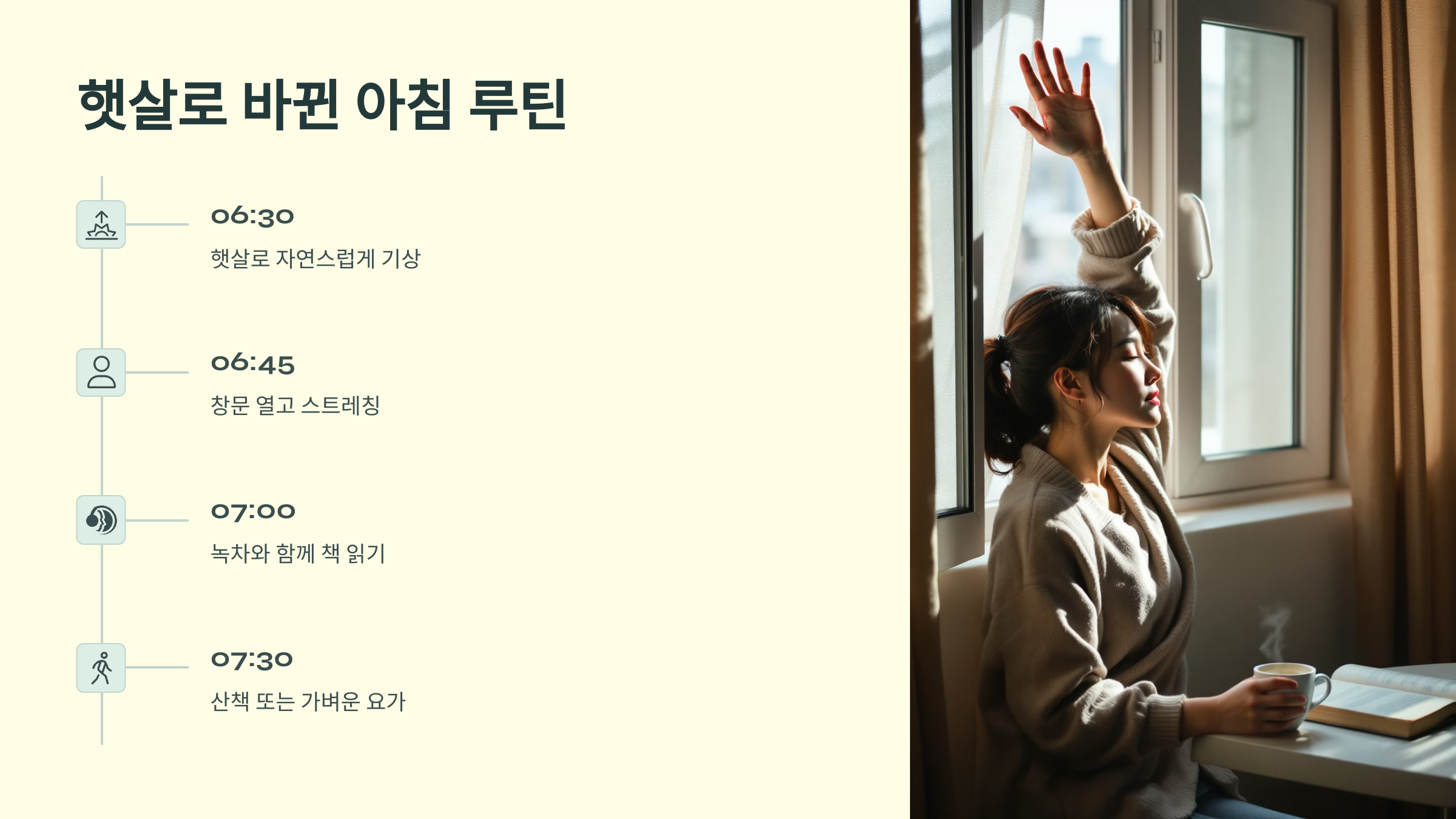 햇살로 바뀐 아침 루틴