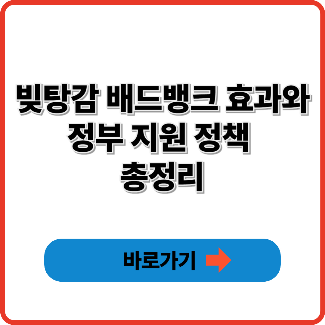 빚탕감 배드뱅크 효과와 정부 지원 정책 총정리