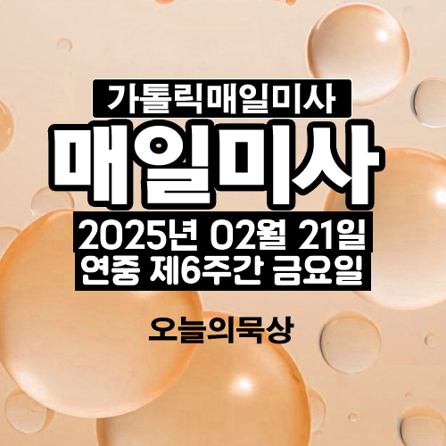 2025년 2월 21일 매일미사 연중 제6주간 금요일 오늘의 묵상