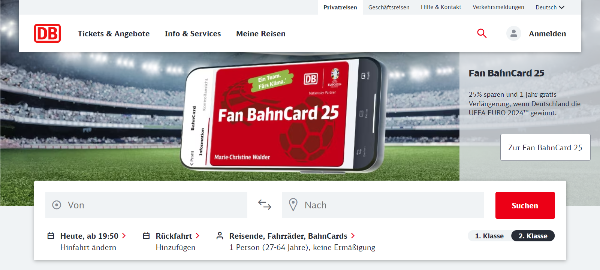 Deutsche Bahn (DB) 공식 웹사이트