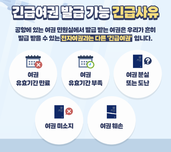 긴급여권 발급 가능 사유 설명도표 이미지