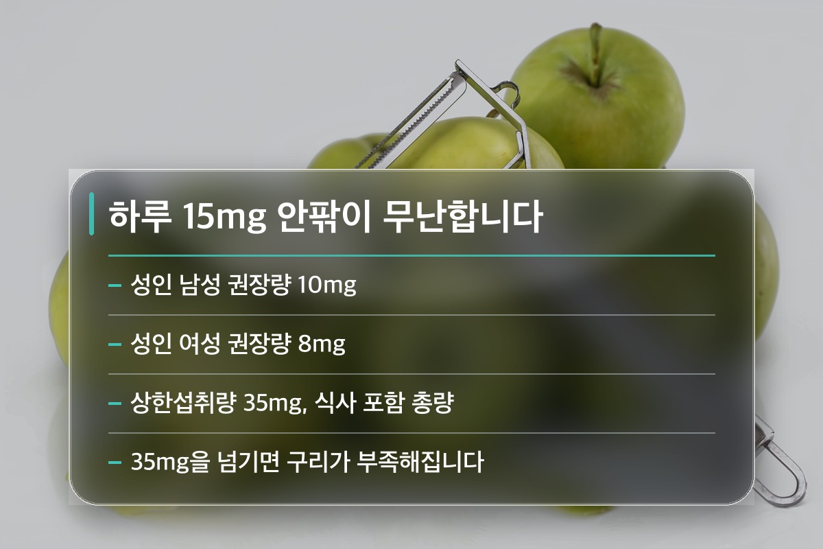 아연 효능 아연 효능을 보려면 하루 몇 mg이 적당한가요?