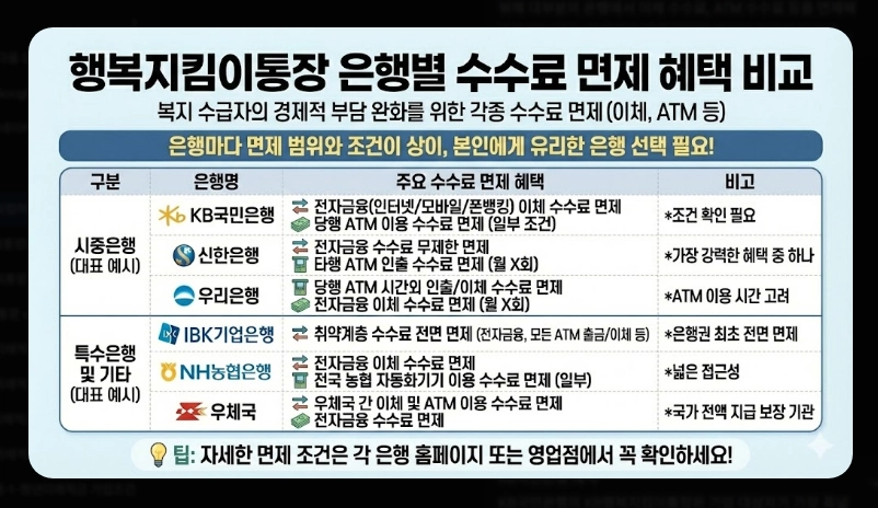 행복지킴이통장 개설 가능 은행 11곳 비교 2026년 변경사항 및 추천 은행 가이드