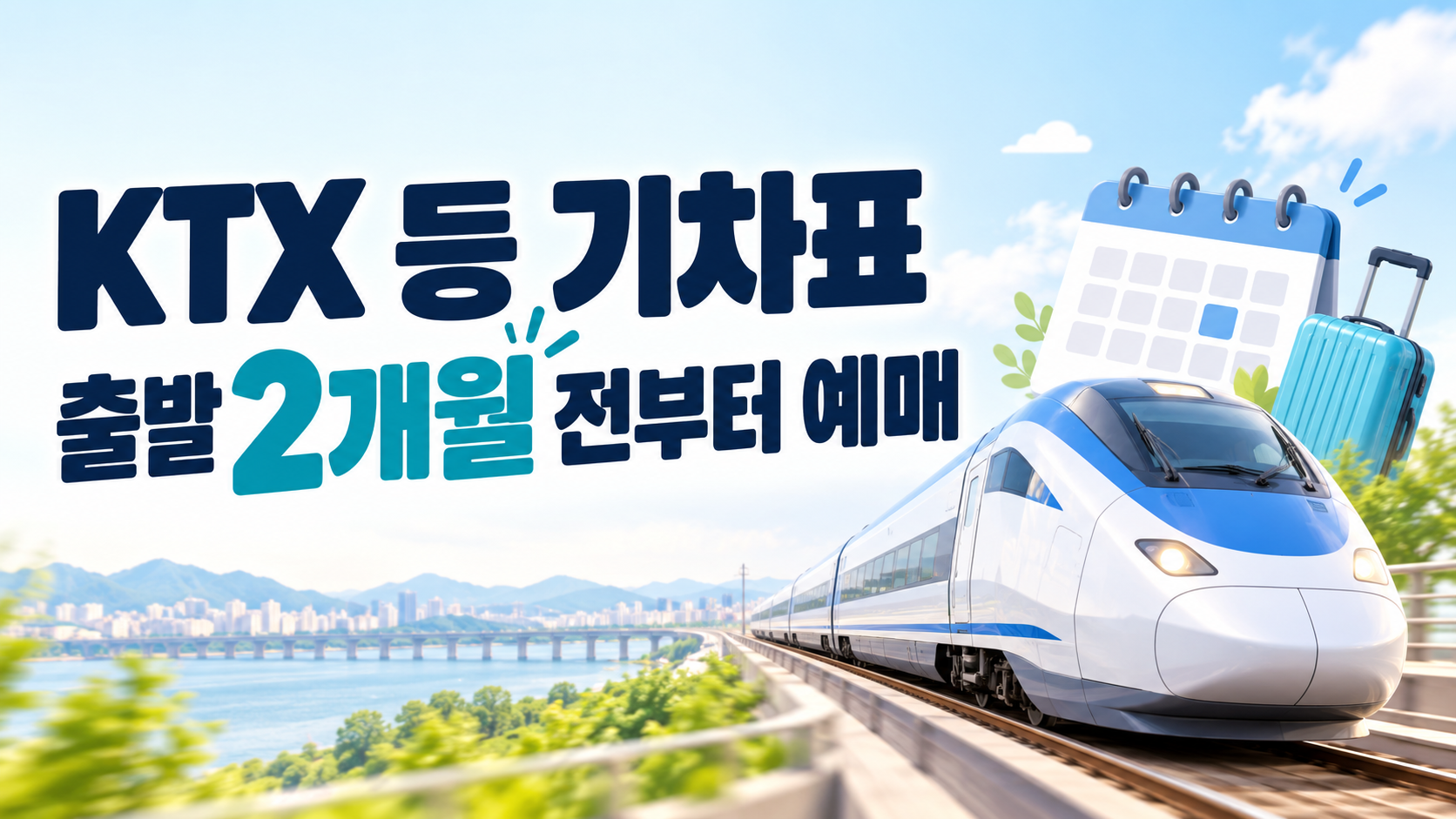 KTX 등 철도 승차권을 2026년 10월 1일부터 출발 2개월 전부터 예매할 수 있게 된 변경 내용을 알리는 대표 이미지