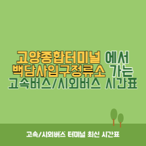 고양종합터미널에서 백담사입구정류소 가는 시외버스 시간표 최신정보