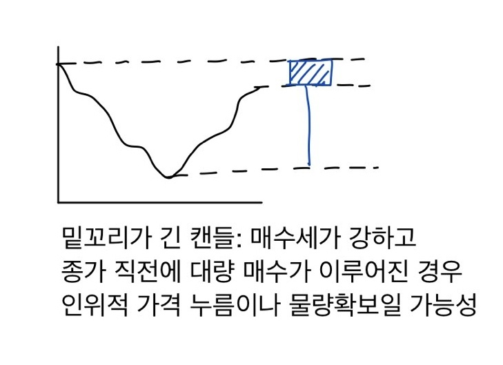 밑꼬리가 긴 음봉 캔들