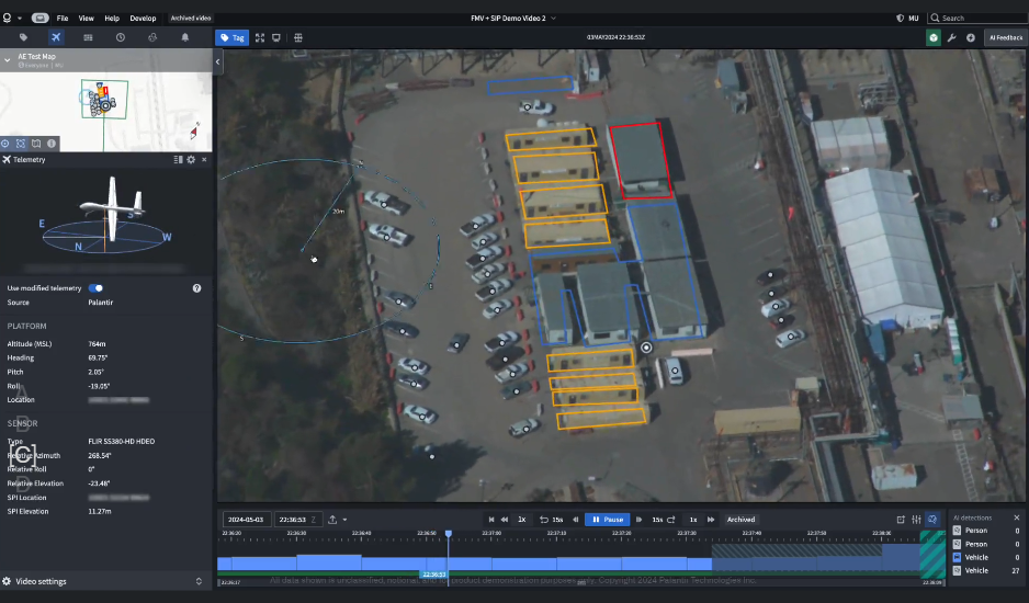 팔란티어 수익 모델 중 Gotham 영상 캡쳐본
