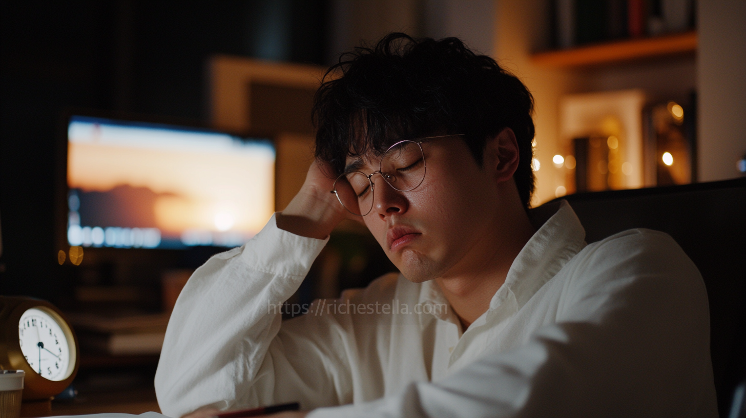 에너지 드링크 과다섭취로 인한 부작용을 겪는 남성