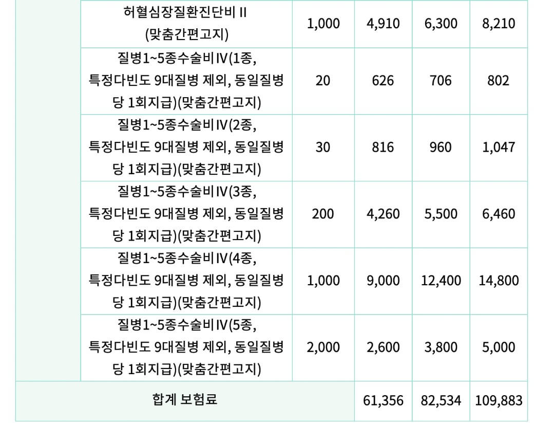 가입예시 및 보험료