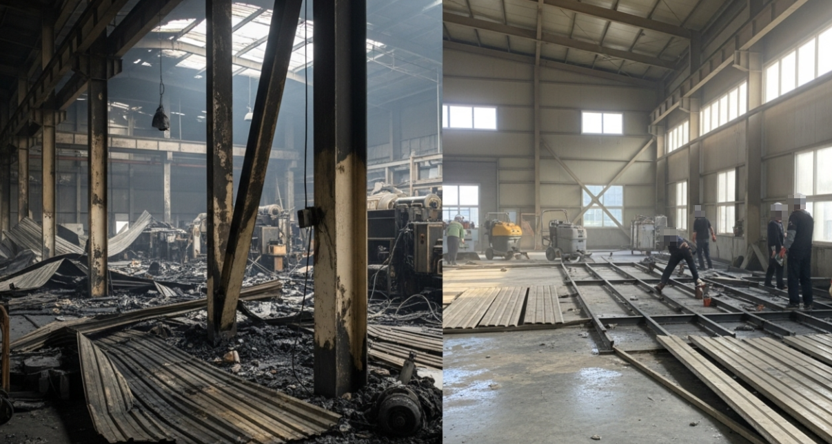 김포 화재청소 작업중