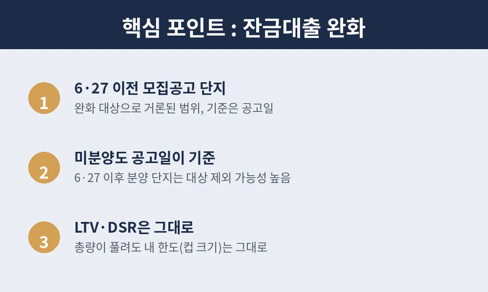 잔금대출 완화 핵심포인트