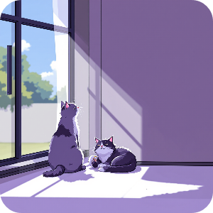 고양이가 창문가에 앉아있는 이미지