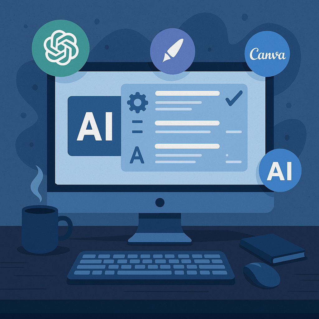 AI 툴로 업무 자동화를 실행 중인 책상 위 컴퓨터 화면