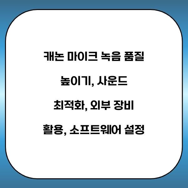 캐논 마이크 녹음 품질 높이기