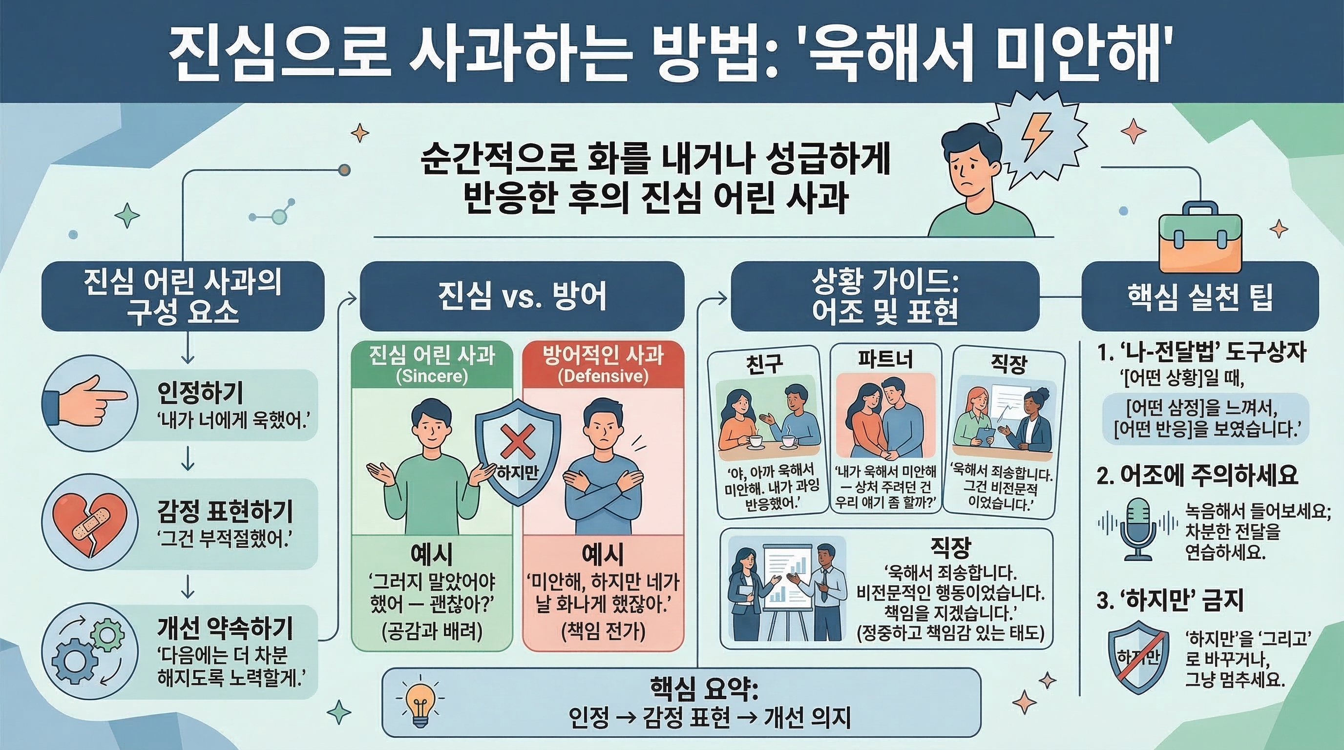 I'm sorry I snapped at you 뜻과 쓰임 진심으로 사과하는 법