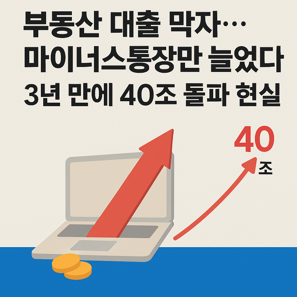 부동산 대출 막자… 마이너스통장만 늘었다! 3년 만에 40조 돌파 현실