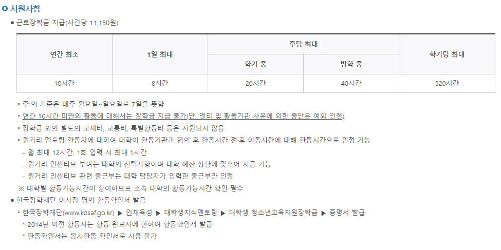 대학생 청소년 교육지원 장학금 신청 바로가기