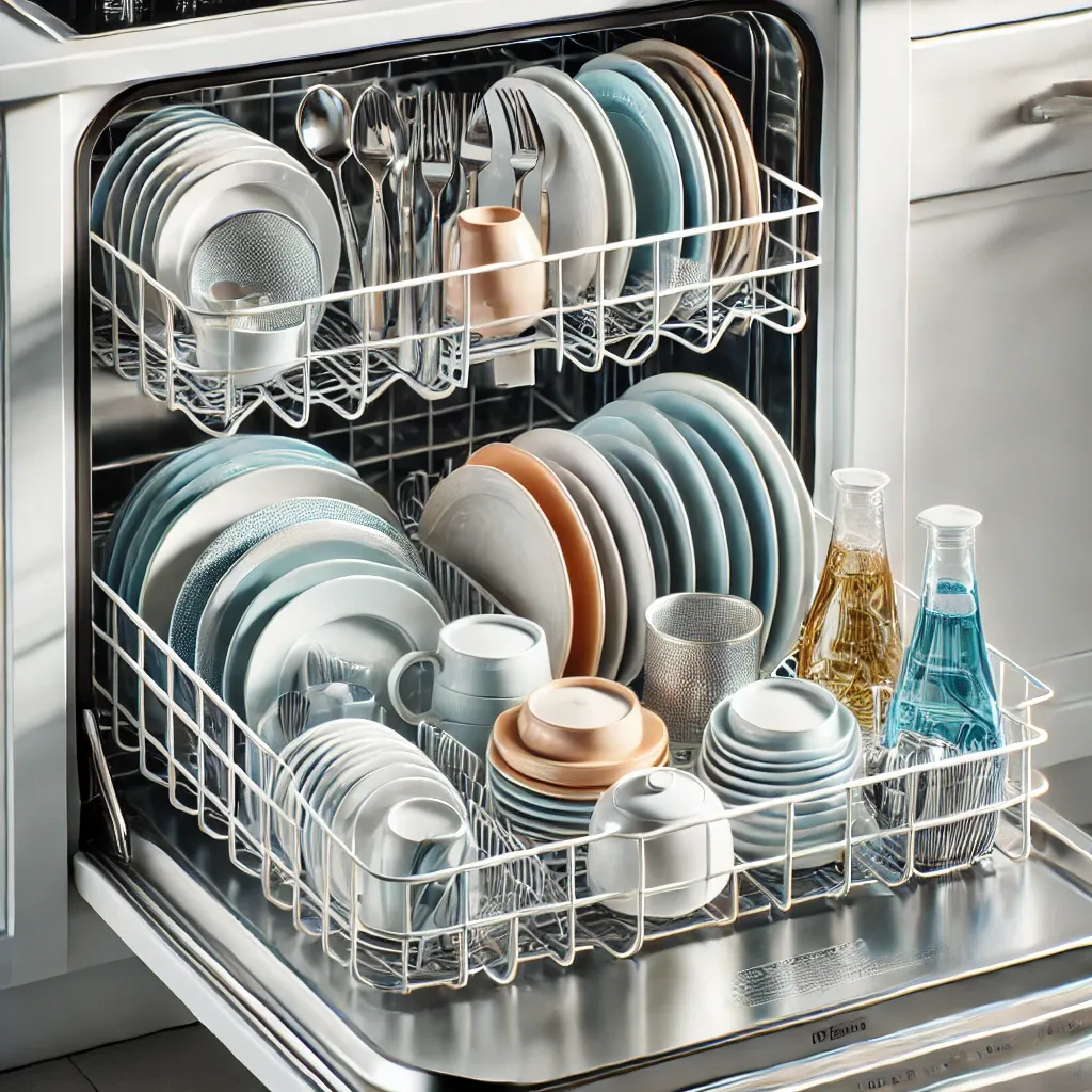 식기세척기 안에 깨끗하게 정리된 그릇들