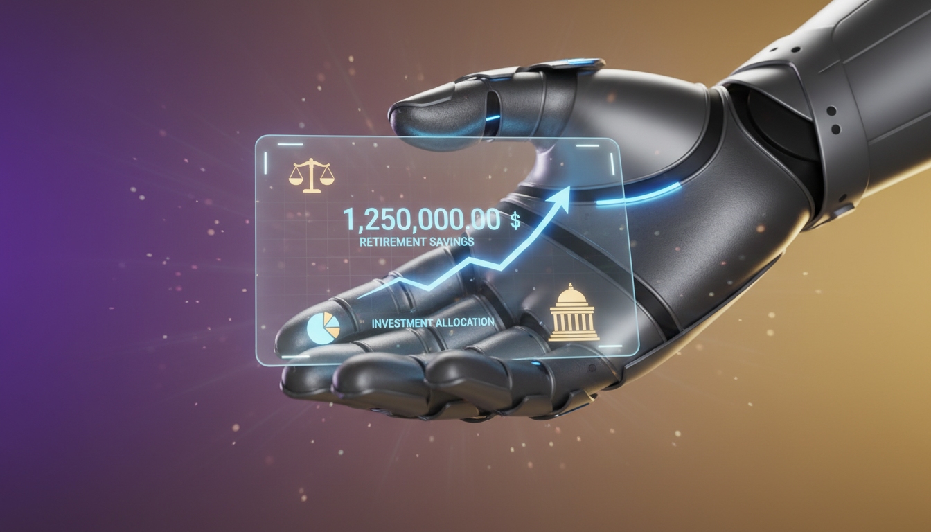 공무원 퇴직금을 계산하는 손과 연금 차트, 안정된 노후를 상징하는 이미지.